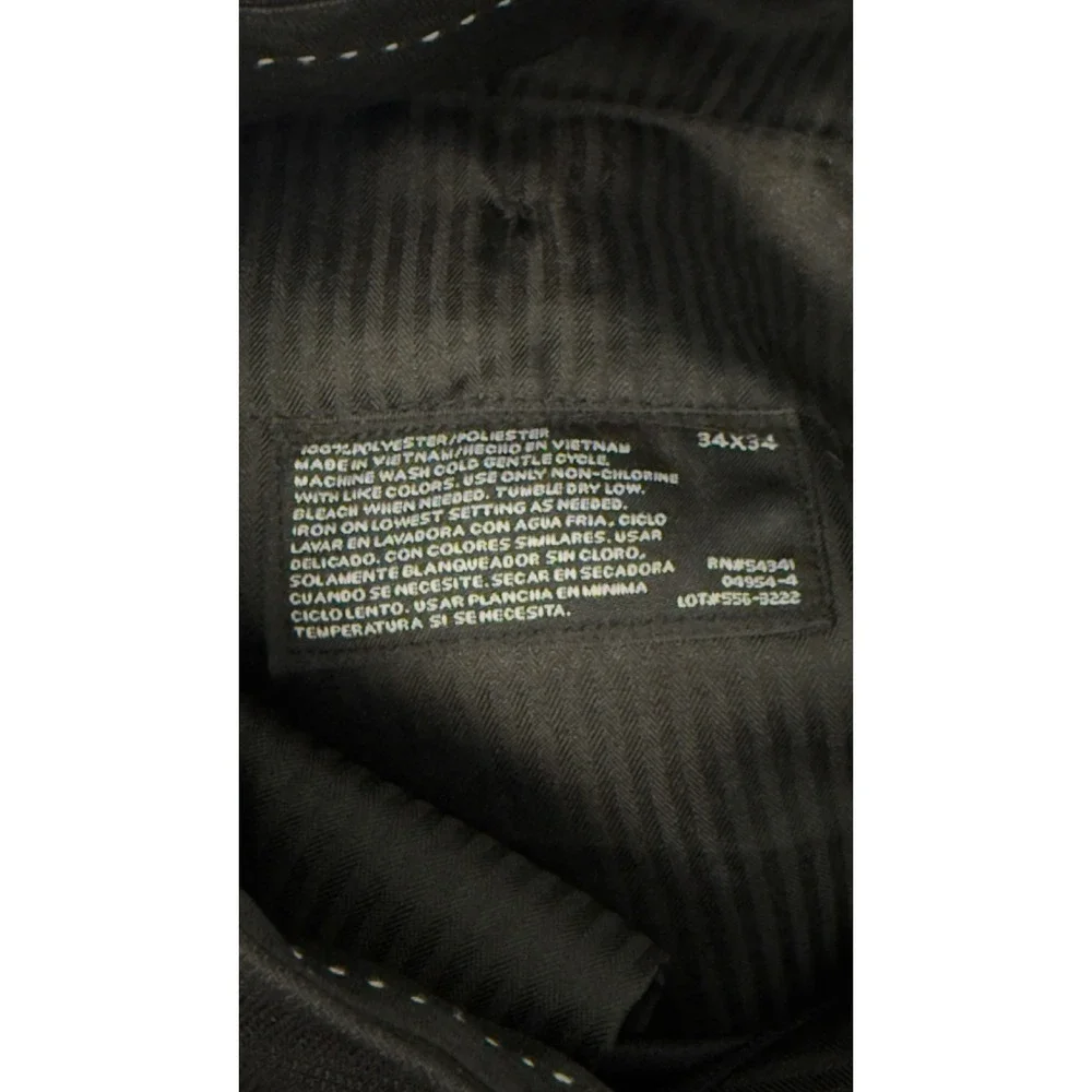JF J.Ferrar Mens Black Dress Pants Flat Front Trousers 34x34 Modern Fit